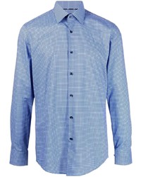 Chemise à manches longues à carreaux bleu clair BOSS