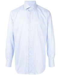 Chemise à manches longues à carreaux bleu clair Brioni