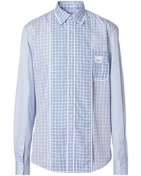 Chemise à manches longues à carreaux bleu clair Burberry