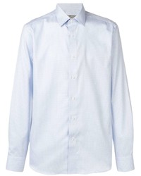 Chemise à manches longues à carreaux bleu clair Canali