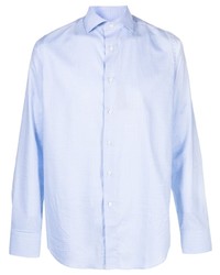 Chemise à manches longues à carreaux bleu clair Canali
