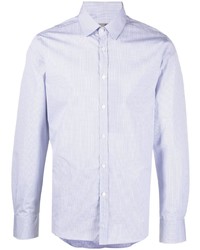 Chemise à manches longues à carreaux bleu clair Canali