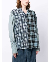 Chemise à manches longues à carreaux bleu clair Greg Lauren