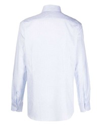 Chemise à manches longues à carreaux bleu clair Corneliani