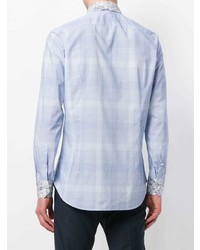 Chemise à manches longues à carreaux bleu clair Etro