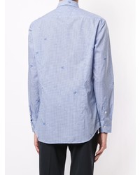 Chemise à manches longues à carreaux bleu clair Etro