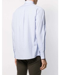 Chemise à manches longues à carreaux bleu clair Brunello Cucinelli