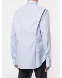 Chemise à manches longues à carreaux bleu clair Corneliani