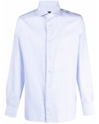 Chemise à manches longues à carreaux bleu clair Ermenegildo Zegna