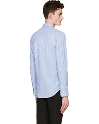 Chemise à manches longues à carreaux bleu clair Pierre Balmain