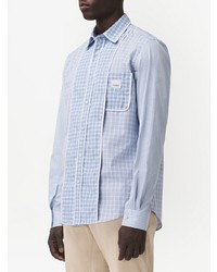 Chemise à manches longues à carreaux bleu clair Burberry