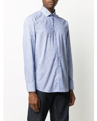 Chemise à manches longues à carreaux bleu clair Etro