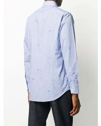 Chemise à manches longues à carreaux bleu clair Etro