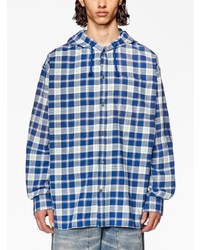 Chemise à manches longues à carreaux bleu clair Diesel