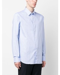 Chemise à manches longues à carreaux bleu clair Canali