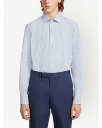 Chemise à manches longues à carreaux bleu clair Zegna