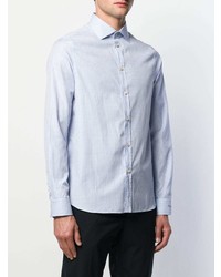 Chemise à manches longues à carreaux bleu clair Gucci