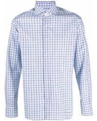 Chemise à manches longues à carreaux bleu clair Orian