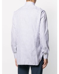 Chemise à manches longues à carreaux bleu clair Kiton