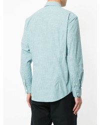 Chemise à manches longues à carreaux bleu clair Cerruti 1881
