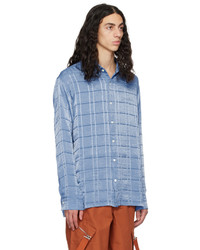 Chemise à manches longues à carreaux bleu marine Jacquemus