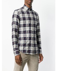 Chemise à manches longues à carreaux bleu marine Glanshirt