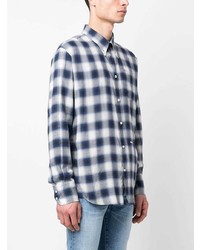 Chemise à manches longues à carreaux bleu marine DSQUARED2