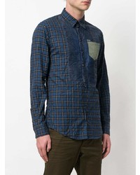 Chemise à manches longues à carreaux bleu marine DSQUARED2