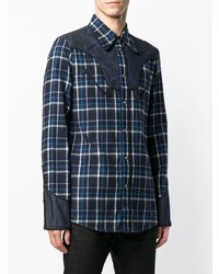 Chemise à manches longues à carreaux bleu marine DSQUARED2