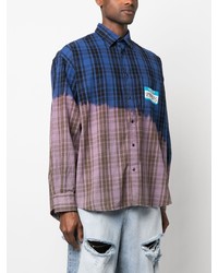 Chemise à manches longues à carreaux bleu marine Vetements