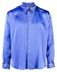 Chemise à manches longues à carreaux bleue Late Checkout