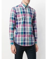 Chemise à manches longues à carreaux bleue Etro