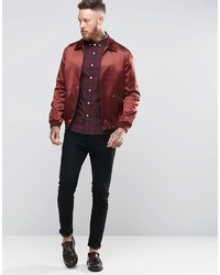 Chemise à manches longues à carreaux bordeaux Asos