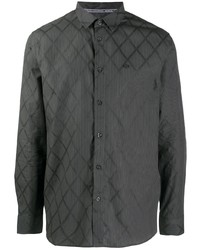 Chemise à manches longues à carreaux gris foncé Armani Exchange