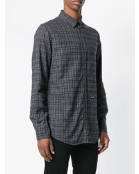 Chemise à manches longues à carreaux gris foncé DSQUARED2