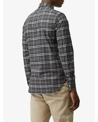 Chemise à manches longues à carreaux gris foncé Burberry