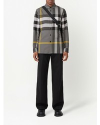 Chemise à manches longues à carreaux gris foncé Burberry