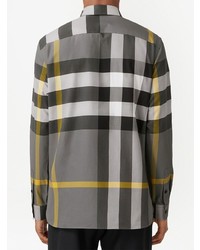 Chemise à manches longues à carreaux gris foncé Burberry