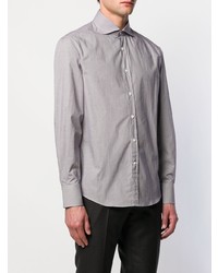 Chemise à manches longues à carreaux grise Brunello Cucinelli