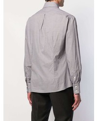 Chemise à manches longues à carreaux grise Brunello Cucinelli
