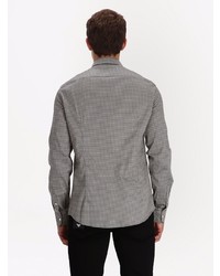 Chemise à manches longues à carreaux grise Emporio Armani