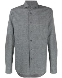 Chemise à manches longues à carreaux grise Corneliani