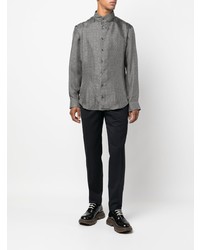 Chemise à manches longues à carreaux grise Giorgio Armani
