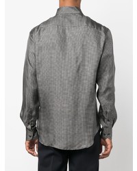 Chemise à manches longues à carreaux grise Giorgio Armani