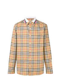 Chemise à manches longues à carreaux marron clair Burberry