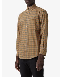 Chemise à manches longues à carreaux marron clair Burberry