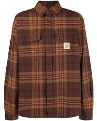 Chemise à manches longues à carreaux marron foncé Carhartt WIP