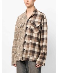 Chemise à manches longues à carreaux marron Greg Lauren