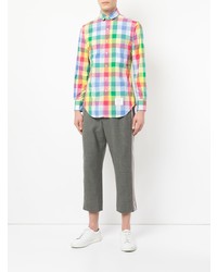 Chemise à manches longues à carreaux multicolore Thom Browne