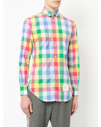 Chemise à manches longues à carreaux multicolore Thom Browne